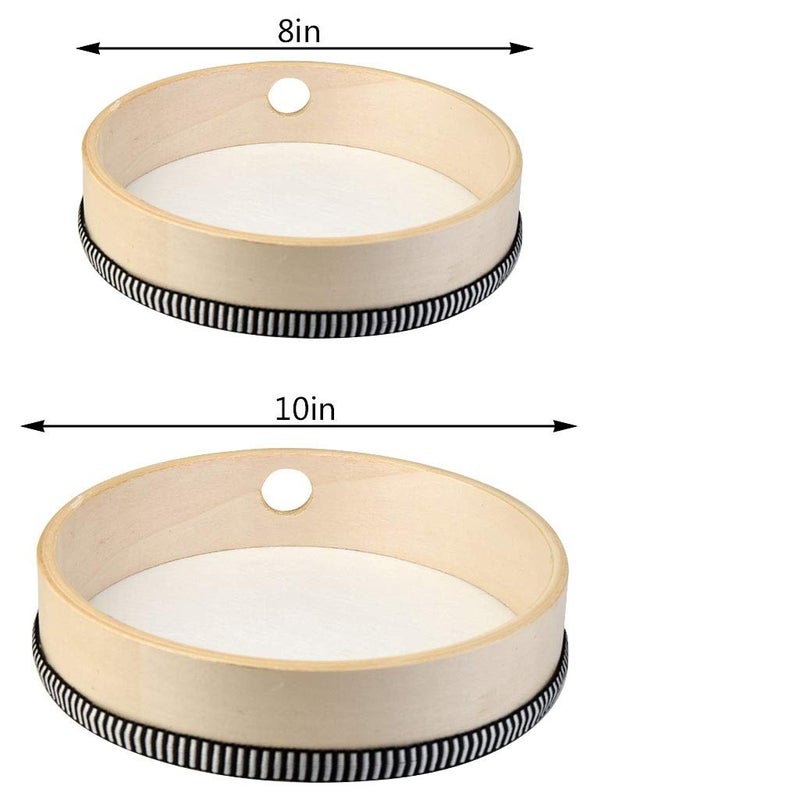 Nydotd 2-Piece Hand Drum Set - 10 Inch & 8 Inch Wooden Frame Drum Percussion Instruments with 2 Drum Beatters for Adult Leisure & Festive Musical Performances - Image 2